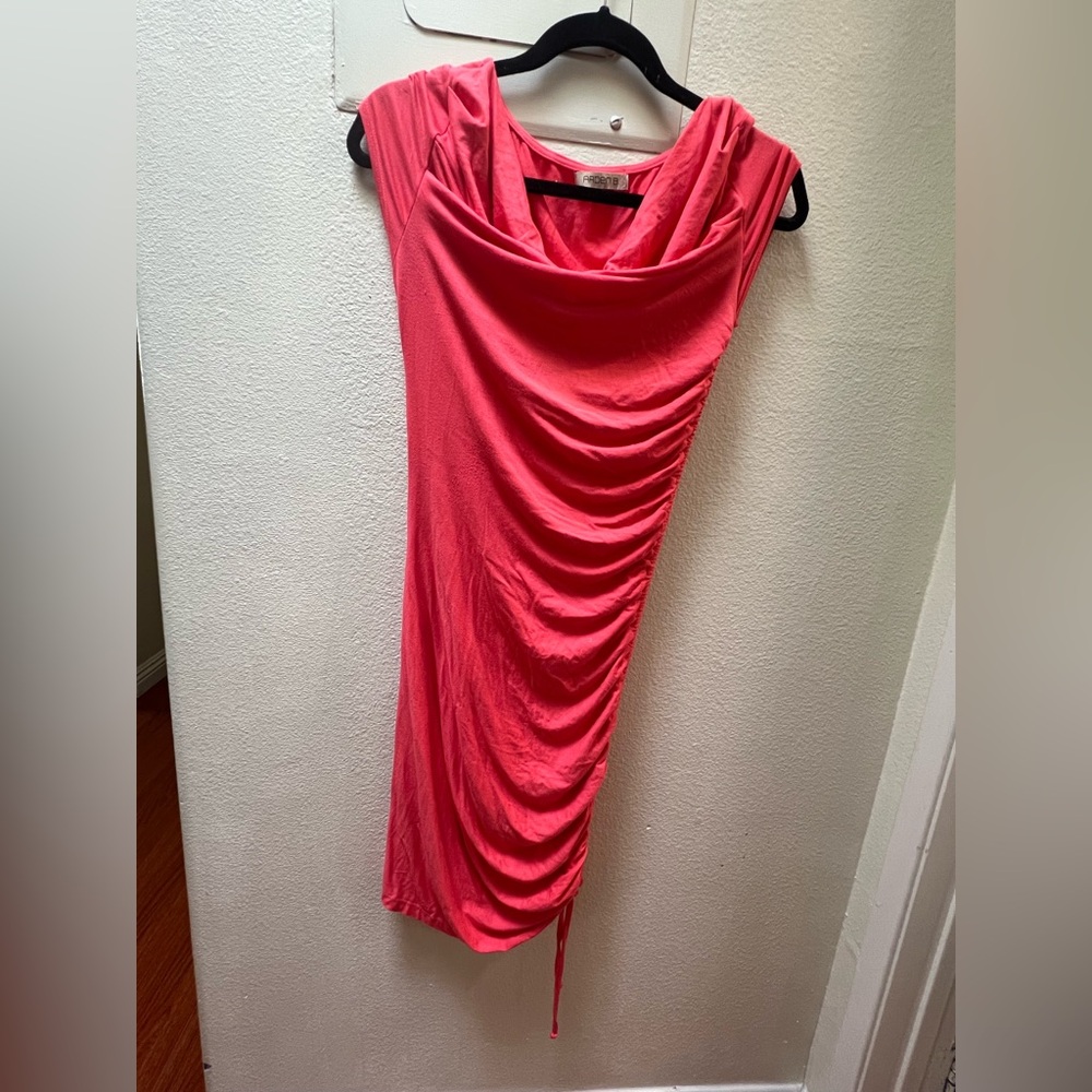 Women’s Arden B. Side Rouching Dress Coral Size Small